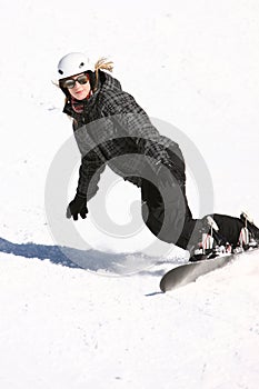 A snowboarding girl