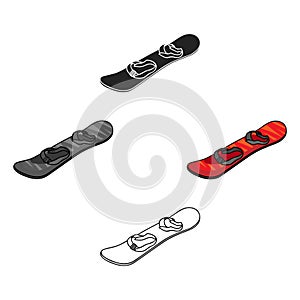 Snowboarding icon in cartoon,black style isolated on white background. Ski resort symbol stock vector illustration.