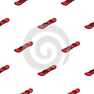 Snowboarding icon in cartoon style isolated on white background. Ski resort pattern stock vector illustration.
