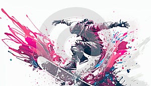 the snowboarding illustration doing a trick