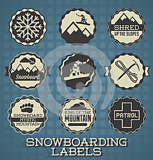 Snowboarding Labels and Icons