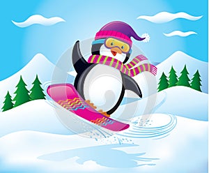 Snowboarding Penguin In The Air