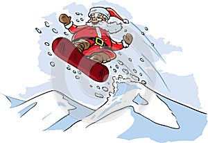 Snowboarding Santa