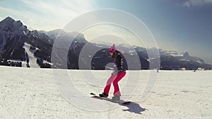 Snowboarding woman