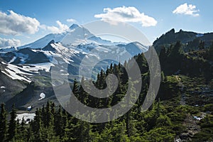 Snowcapped Mount Baker, Ptarmigan Ridge, Washington state Cascades