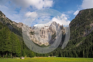 Snowcapped mountain Hoher Goell with Scharitzkehl Alm