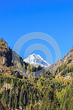 Snowcapped mountain peak