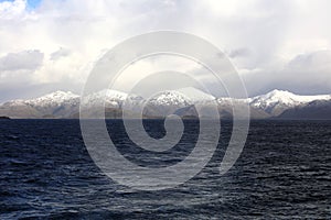 Snowcapped Mountains at Beagle Channel. Patagonia. Chile