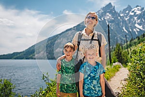 Snowcapped mountains at Jenny Lake in Grand Teton National Park