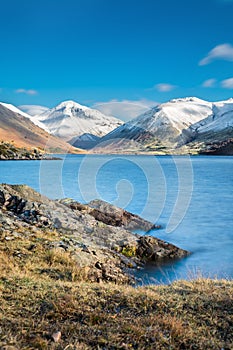 Snowcapped Mountains At Wastwater In The Lake District.