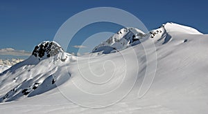 Snowcapped Peaks above Appa Glacier.