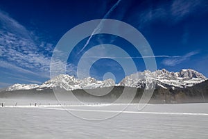 Snowcovered mountain `Wilder Kaiser` Tirol, Austria.