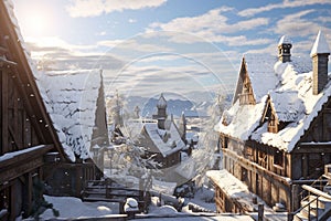 Snowcovered rooftops and charming winter scenes