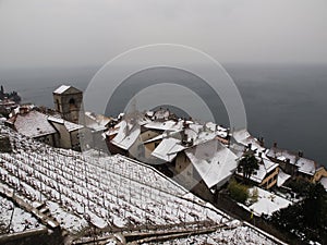 Snowcovered Saint-Saphorin in Winter