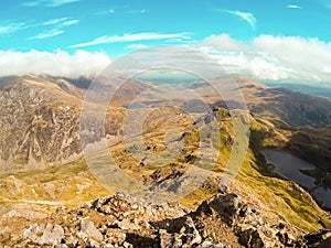 Snowdon mountain landscapes in Snowdonia National Park, Wales, UK.