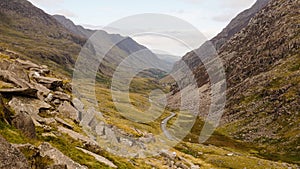 Snowdon mountain landscapes in Snowdonia National Park, Wales, UK.