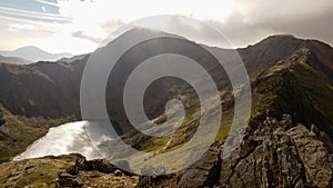 Snowdon mountain landscapes in Snowdonia National Park, Wales, UK.