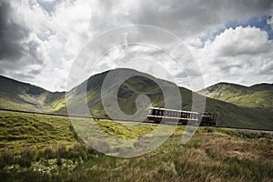Snowdon Mountain Railway making it`s way up to Snowdon with Moel