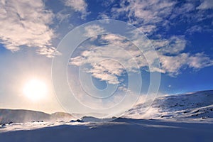 Snowdrift in The Arctic Mountains Of Norway