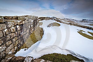 Snowdrift at Milecastle 42 on Hadrian`s Wall