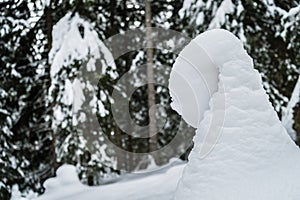 Snowdrift on a post