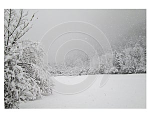 Snowed ladscape in Pyrenees, Spain