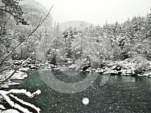 Snowed ladscape in Pyrenees, Spain