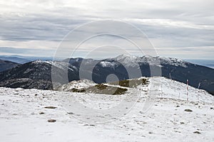 Snowed mountain landscape surface