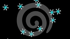 Snowfall on alpha channel. RGB Alpha snowflakes dancing in the wind. Transparent background snow. Winter season