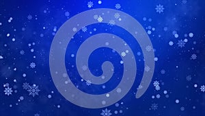 Snowfall Blue loop background for christmas and new year greeting cards.
