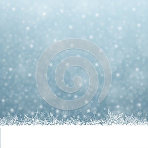 Snowfall Christmas and New Year Winter Blue GrayBackground