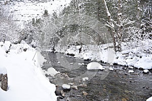 Snowfall in the Cidacos valley after the passage of the snow storm called Filomena.