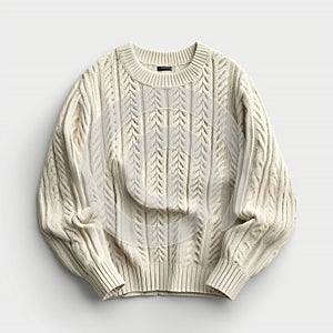 Snowfall Elegance, Classic Cable-Knit Sweater