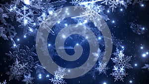 Snowfall with a falling fluffy snowflakes