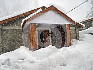 Snowfall on the house