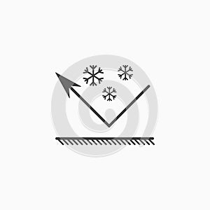 Snowfall icon. Snowproof material. Snow resistant coating icon. Repelling surface. Vector
