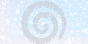 Snowfall Isolated on Holiday Blue Background in Realistic Style. Snowflake Fantasy Wallpaper