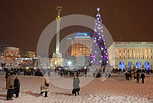 Snowfall in Kiev.