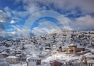 Snowfall landscape in Lazoropole
