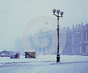 Snowfall in Saint-Petersburg