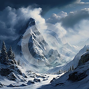 The Snowfall Scream - Breathtaking Mountainscape Engulfed in Avalanche