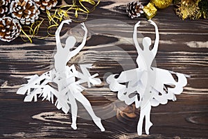 Snowflake ballerina paper. Step-by-step photo instruction. DIY concept. Children`s Christmas and New Year`s crafts. Final result