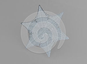 Snowflake on black background. This illustration based on macro photo of real snow crystal, 3d illustration