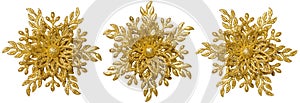 Snowflake Christmas Decoration Ornament, Xmas Gold Snow Flake