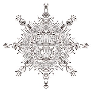 Snowflake Christmas illusration. Adult coloring book page. Creative New Year print