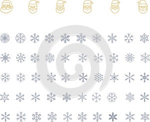 Snowflake christmas vector decoration and santa claus face icon, happy xmas christmas new year, vector image