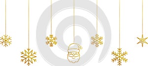 Snowflake christmas vector decoration and santa claus face icon, happy xmas christmas new year, vector image