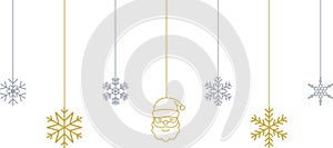 Snowflake christmas vector decoration and santa claus face icon, happy xmas christmas new year, vector image