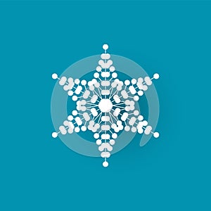 Snowflake Cut Out Icon Isolated on Blue Wintertime