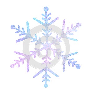 Snowflake in doodle style for design print. Hand draw snowflakes isolated on white background. Clipart hands drawing. Freeze